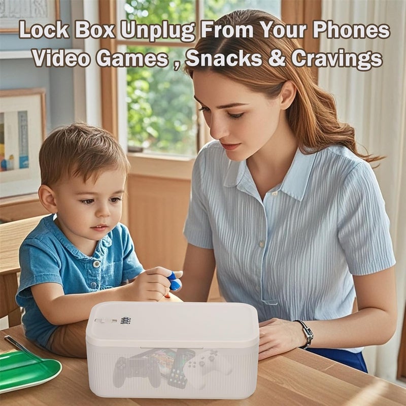 Elmatory Small Medicine Lock Box with Code for Snacks, Medicine, Mobile Phone Storage, Phone Lock Box Video Games,Social Media,Snacks Cravings,Self-Control Lockable Storage Box, Phone Locker Locking Container - Image 4
